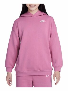 Nike Girls Club Fleece Pink Oversized Hoodie XL | FZ5579-646